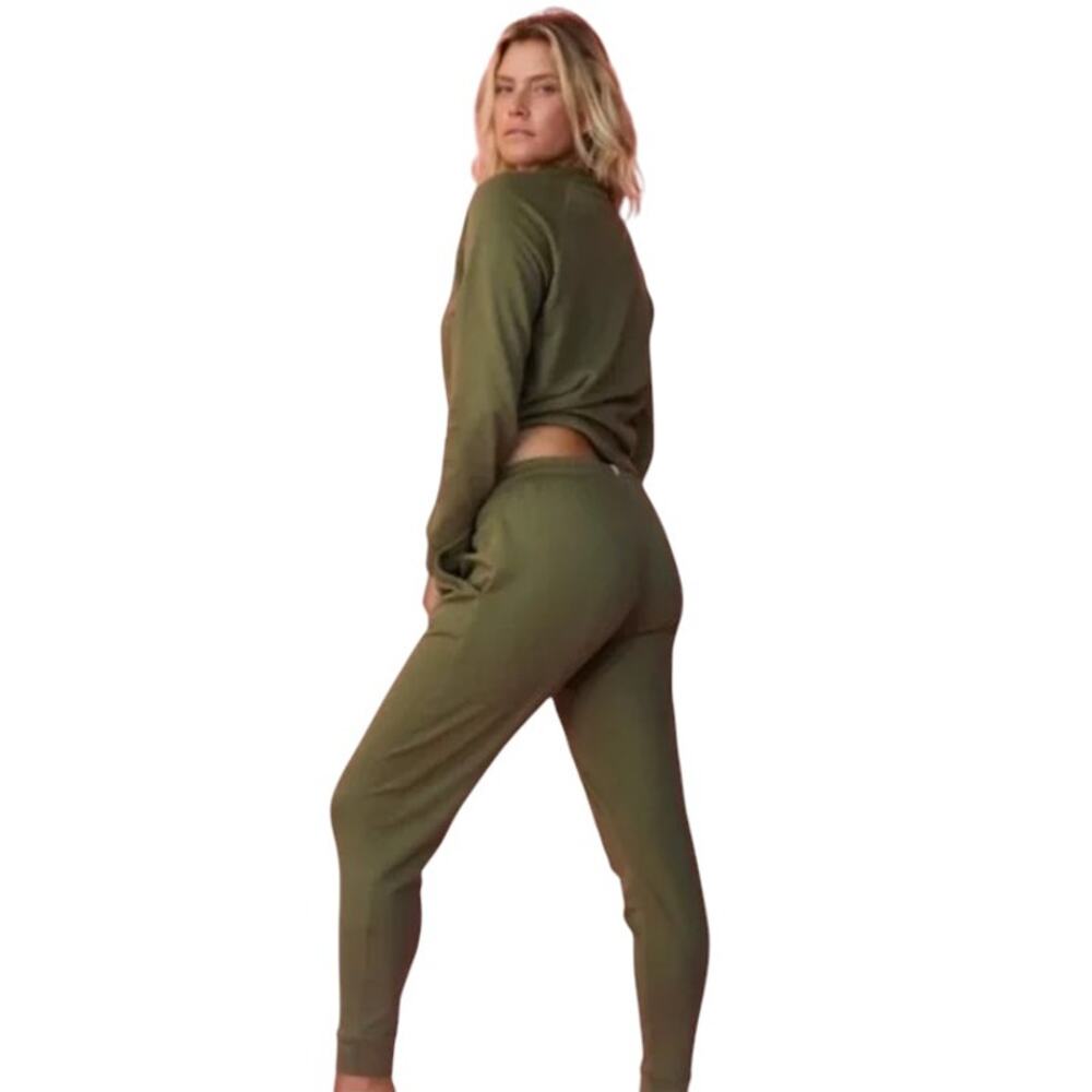 ThirdLove Olive Green Cotton Weekend Terry Jogger Sweatpants